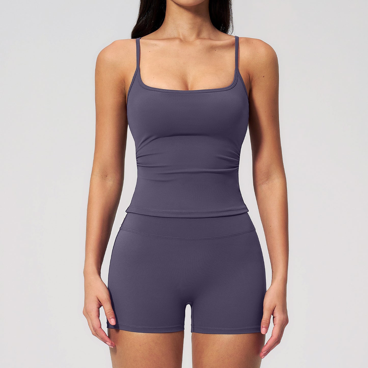 Wholesale Brushed Yoga Set | Butt-Lift Shorts & Tank Outfit 5555 | fouregg