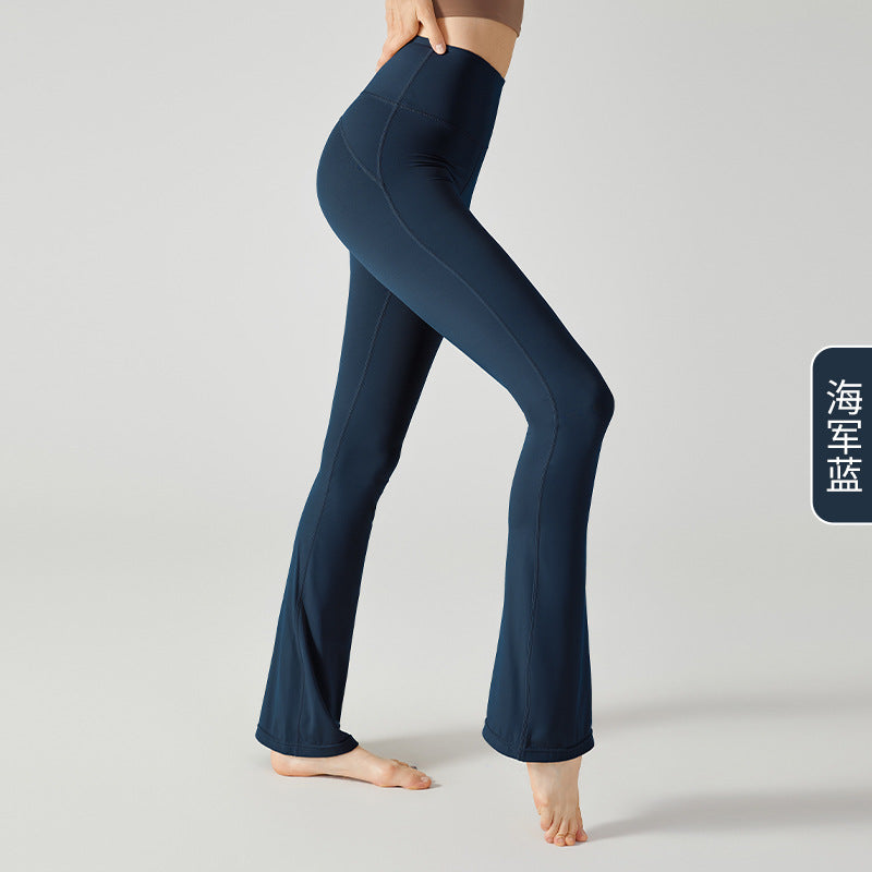 Pantalones de yoga de cintura alta con bolsillos acampanados, pantalones de levantamiento de glúteos melocotón para mujer, pantalones de aeróbic sin costuras