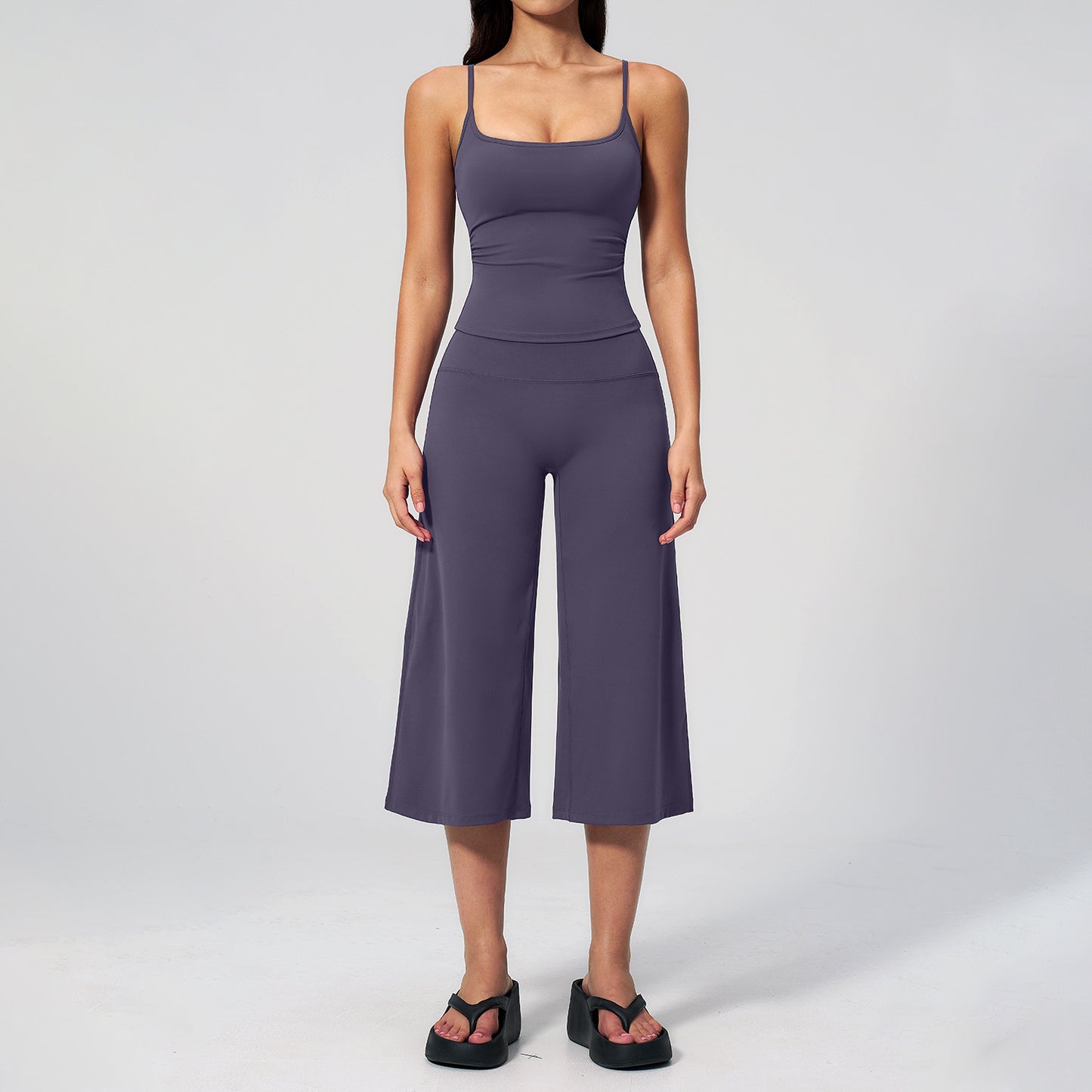 Wholesale Strappy Yoga Set | High-Waist Biker Shorts Outfit 5555 | fouregg