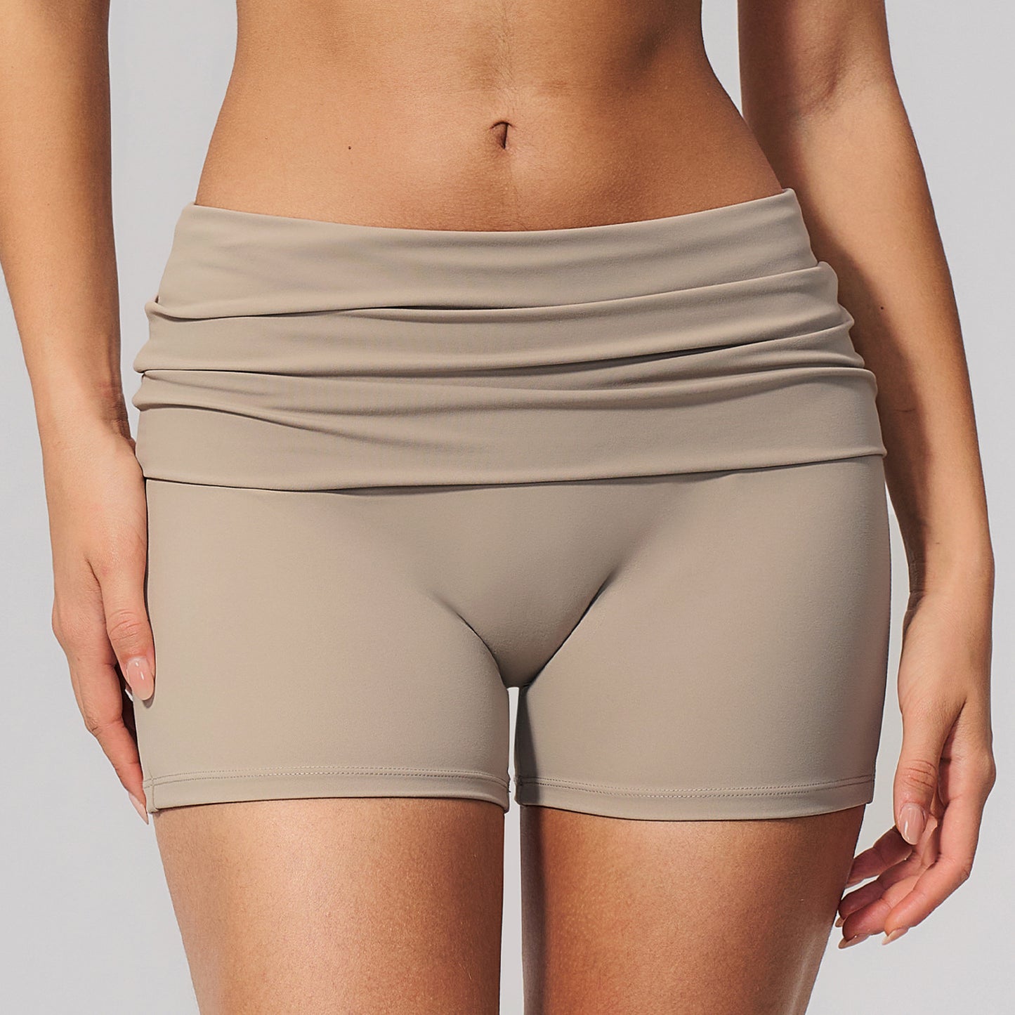 Wholesale Series 5558 Yoga Shorts | Fold-over Waistband Gym Bottoms | fouregg