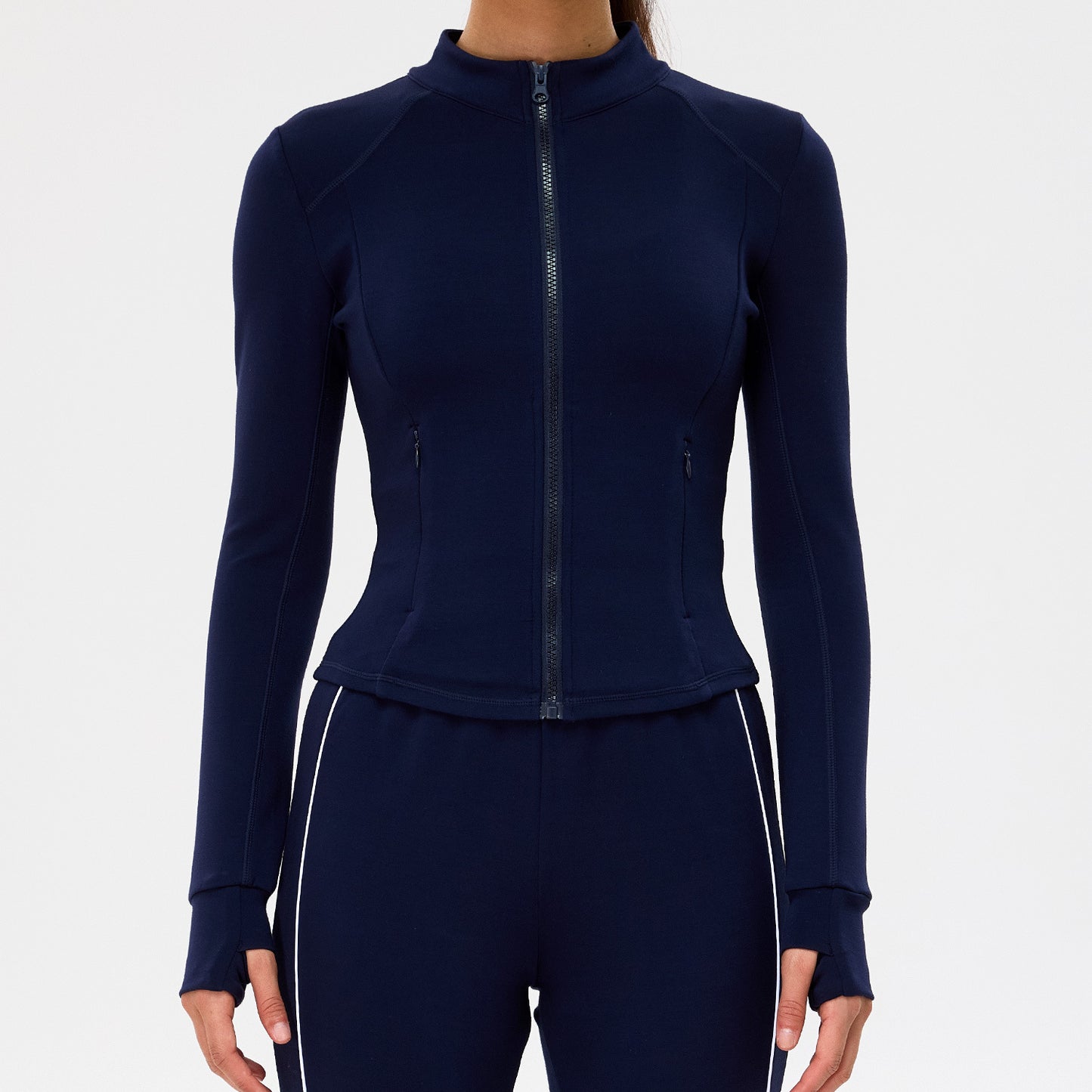 12/2025 TM0279Y   link-1 Autumn/Winter New Color Block Casual Five-Piece Set for Women: Nude-Feel Fitness Top, High-Waisted Slimming Loose Pants, Yoga Suit