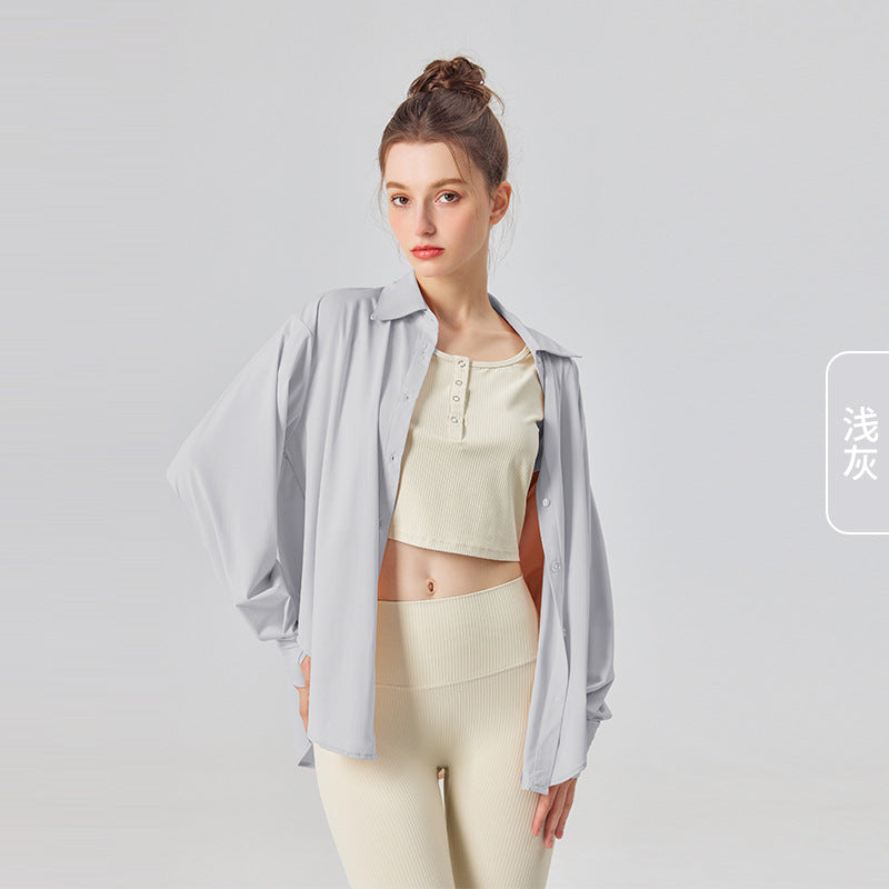 cool feeling sunscreen jacket thin section slit sunscreen clothing anti-ultraviolet loose outdoor sunscreen clothing for women
