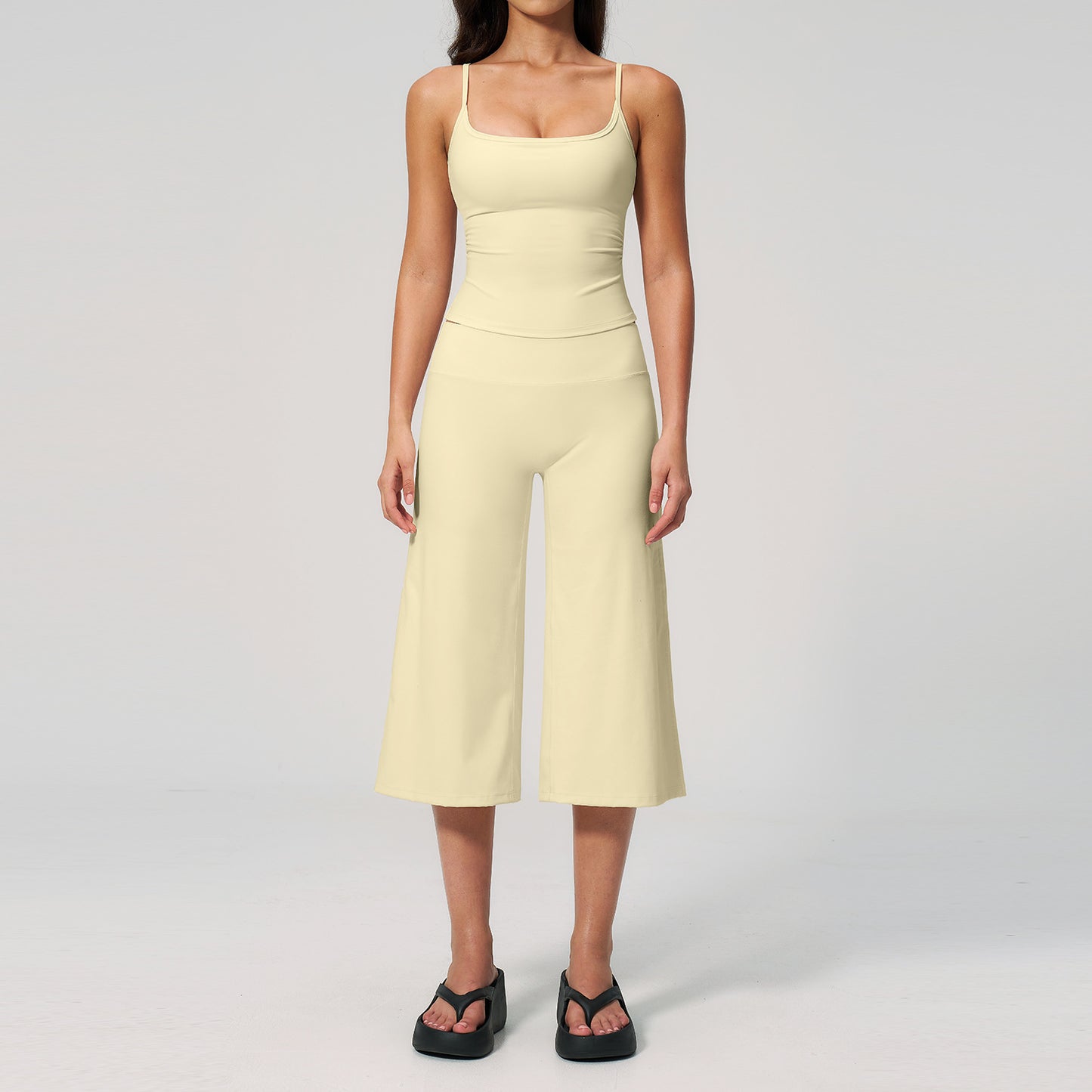 Wholesale Strappy Yoga Set | High-Waist Biker Shorts Outfit 5555 | fouregg