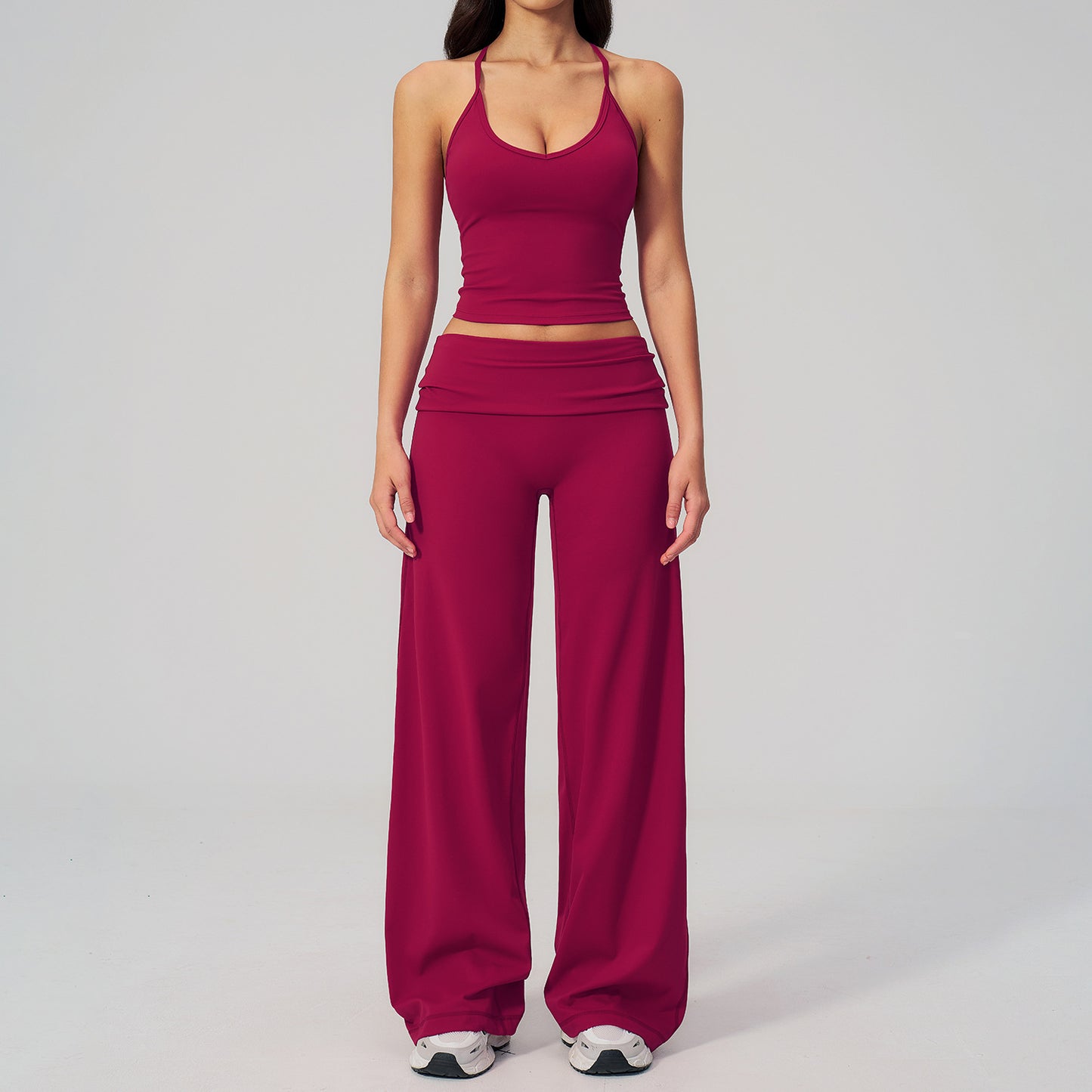Wholesale Series 5558 Yoga Set | Fold-over Waistband Gym Outfit | fouregg