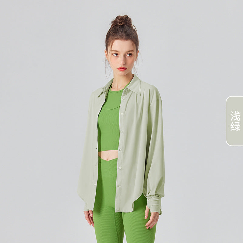 cool feeling sunscreen jacket thin section slit sunscreen clothing anti-ultraviolet loose outdoor sunscreen clothing for women