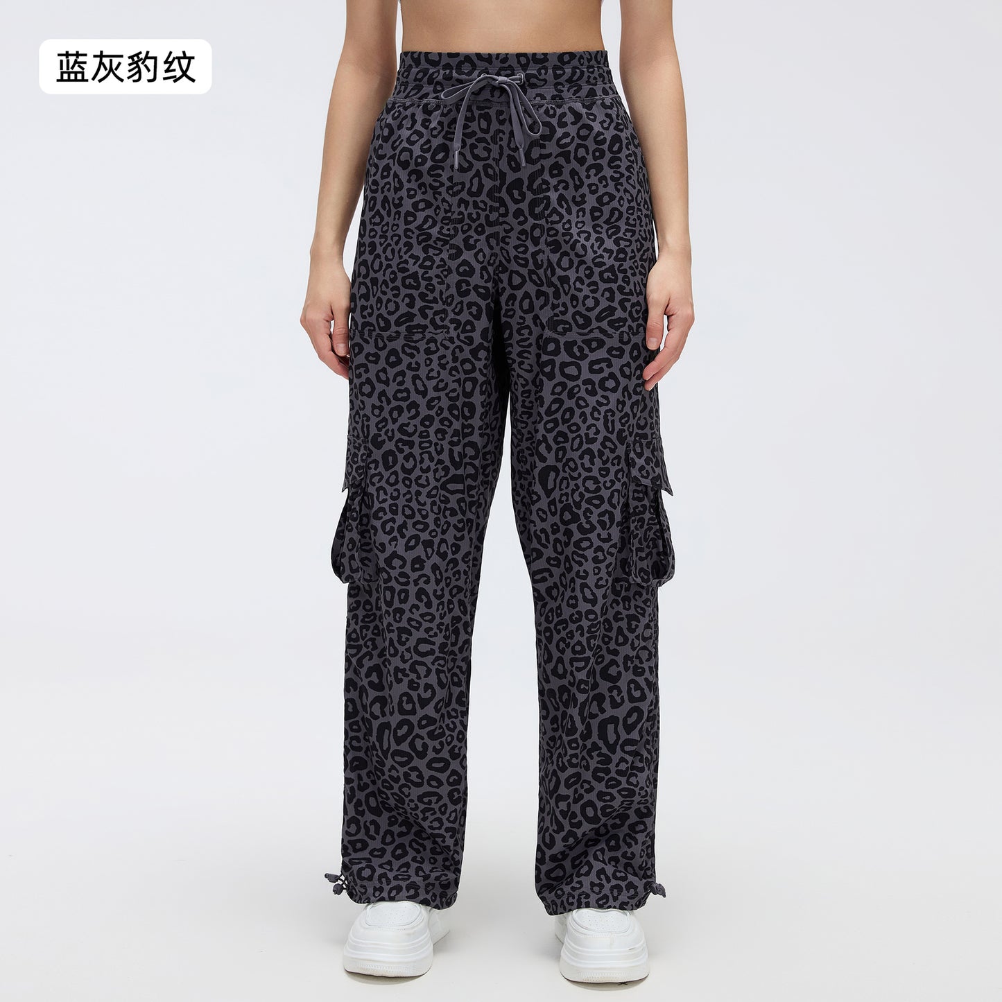 12/2024 Nuevo pantalón de correr al aire libre ligero de secado rápido para mujer con cordón, bolsillo grande, pierna ancha, estilo cargo casual D25001