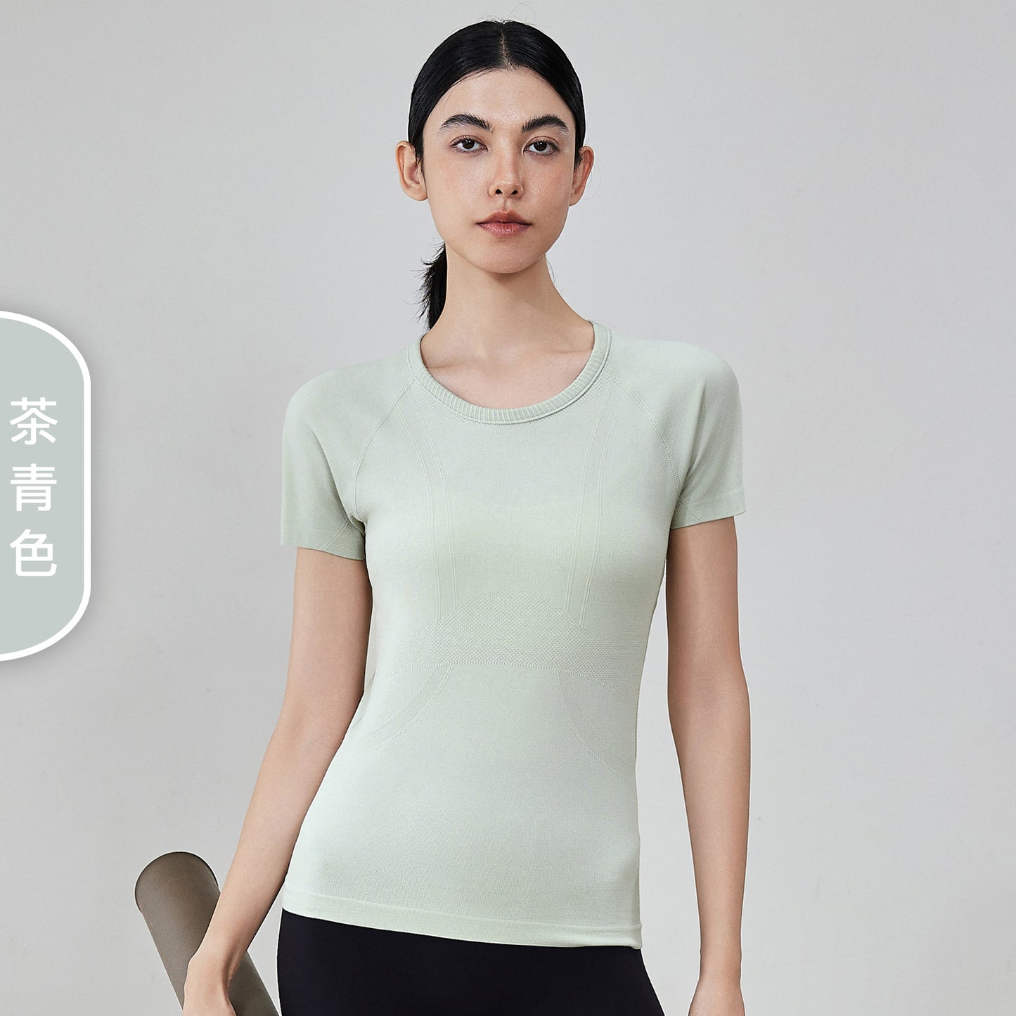 09/2024 Yoga tops for women, nude seamless, slim fit, breathable, running, exercise, fitness, short sleeves, waisted, round neck, yoga clothes