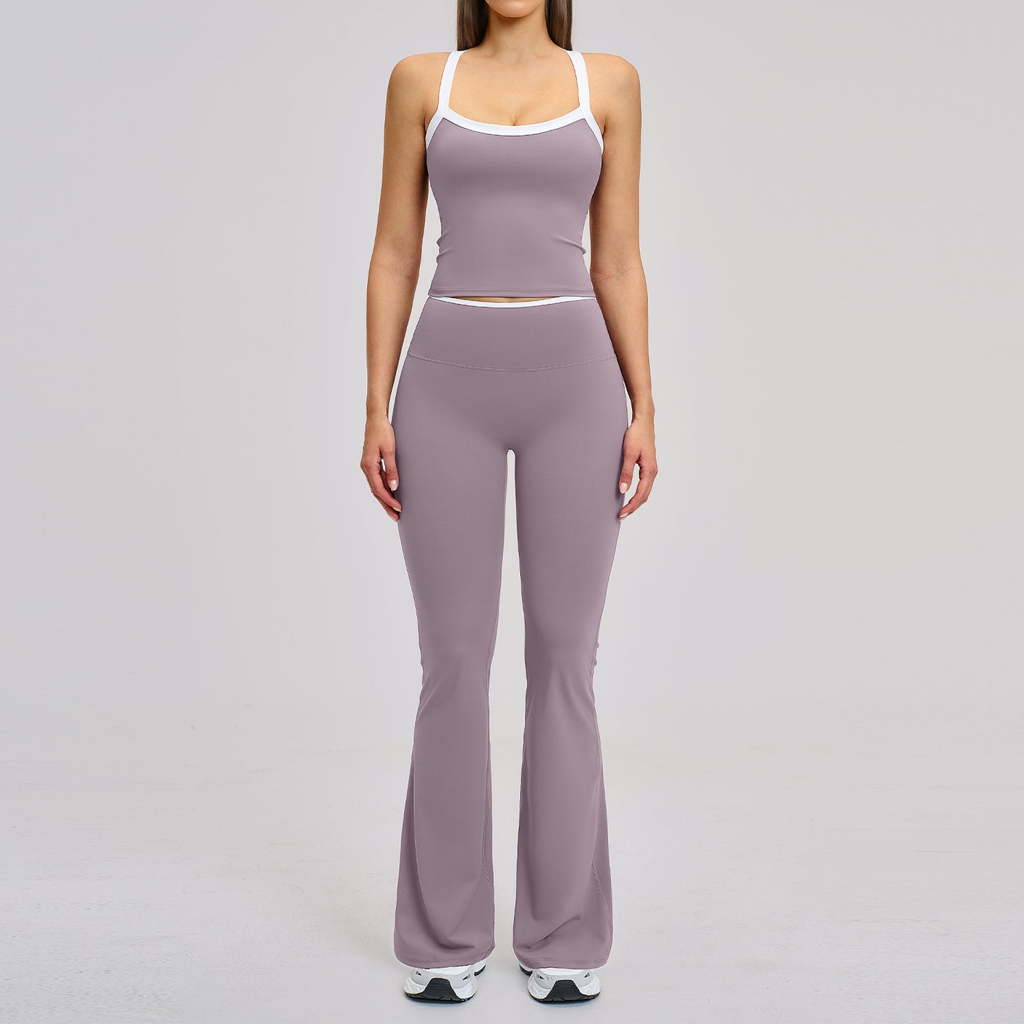 06/2025 Traje de yoga de color contrastante con espalda cruzada, traje de yoga ajustado, traje deportivo de fitness para correr para mujer 2027