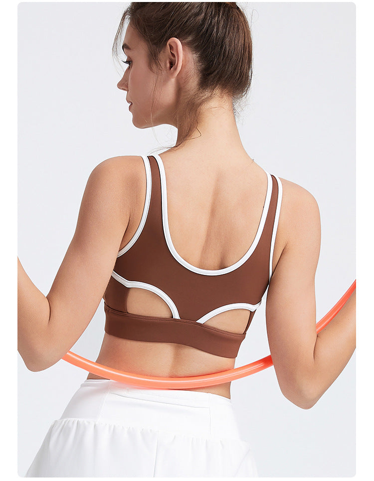 sports bra women's running shockproof fitness vest hollowed out yoga bra