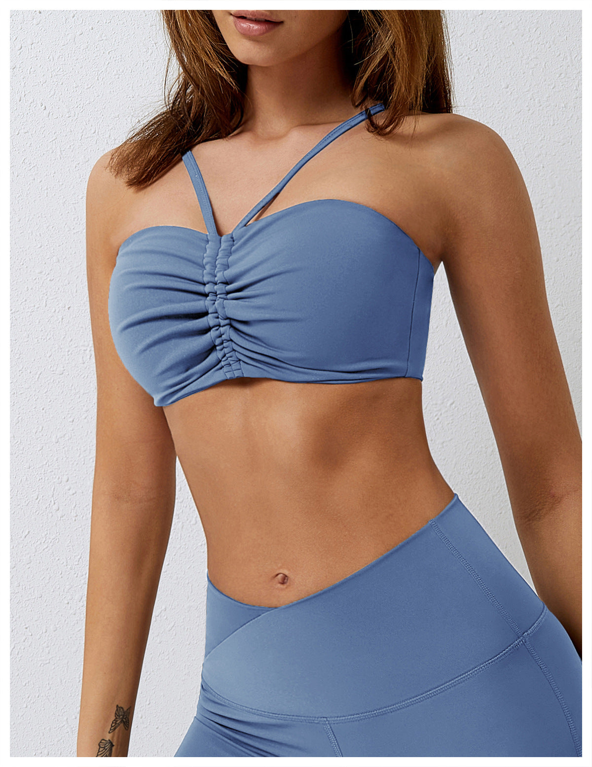 Dance casual sports underwear women's running fitness bra gathered brushed nude yoga vest 8008