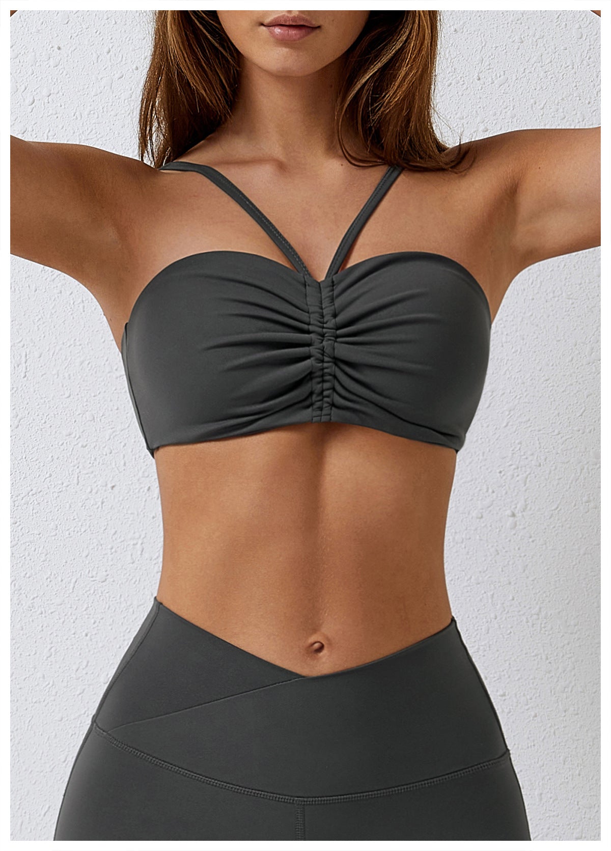 Dance casual sports underwear women's running fitness bra gathered brushed nude yoga vest 8008