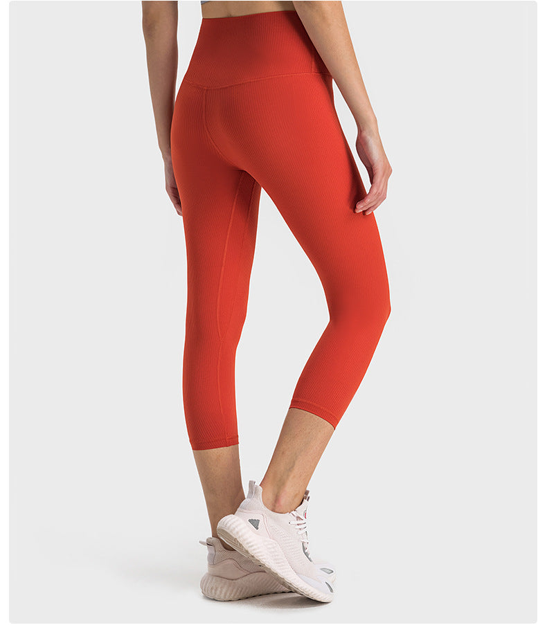 SPR pumped ribbed fitness yoga eight-point pants high waist peach hip sports leggings women