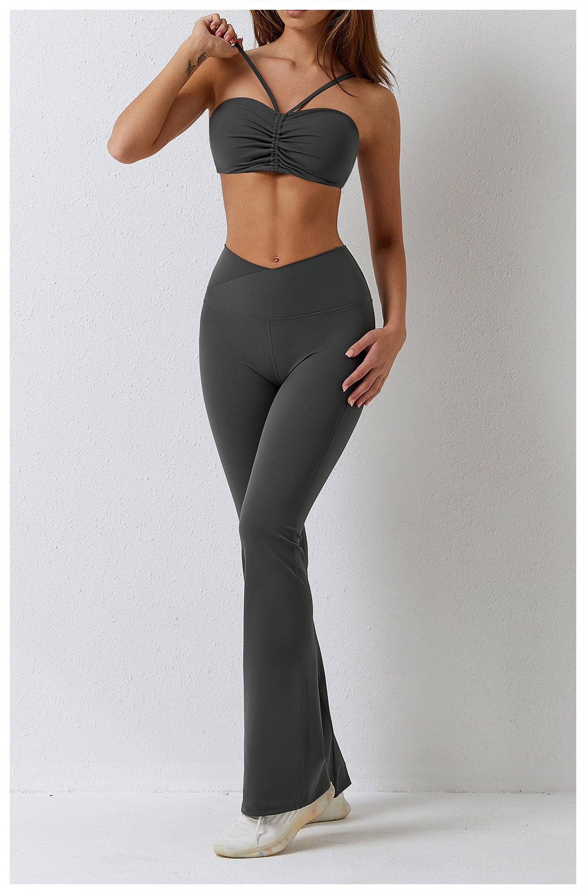 Dance casual sports underwear women's running fitness bra gathered brushed nude yoga vest 8008