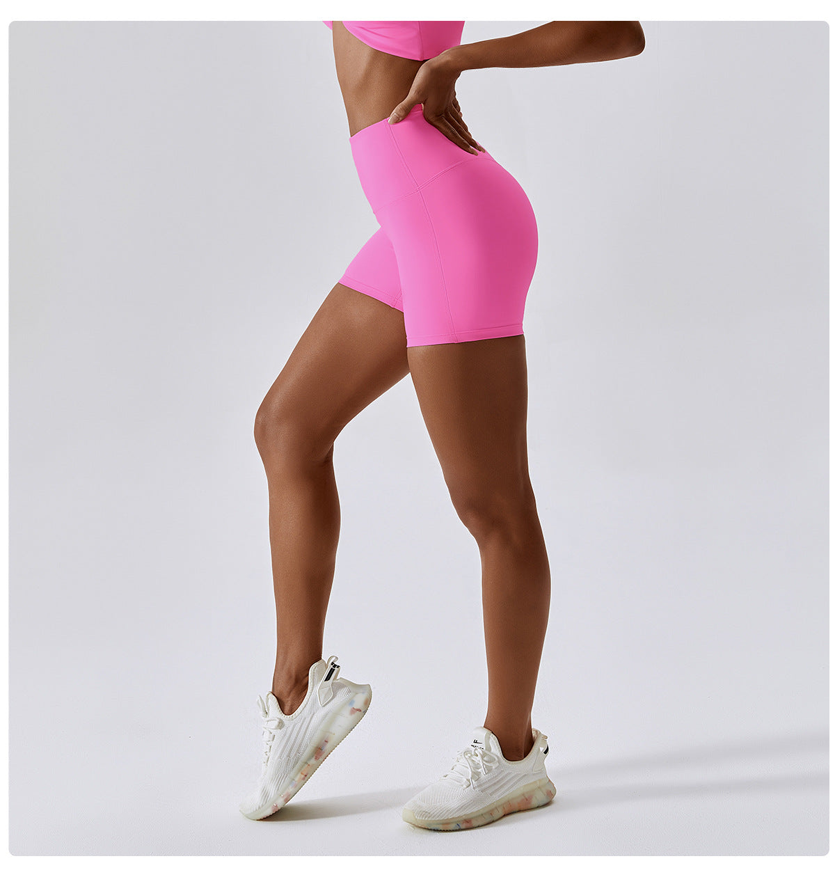 Candy color quick-drying naked yoga shorts hip-lifting running fitness shorts tight high waist sports leggings 8013