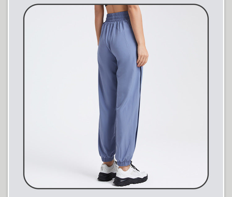 Loose covering meat beam wide leg sports pants women running fitness pocket high waist casual yoga pants