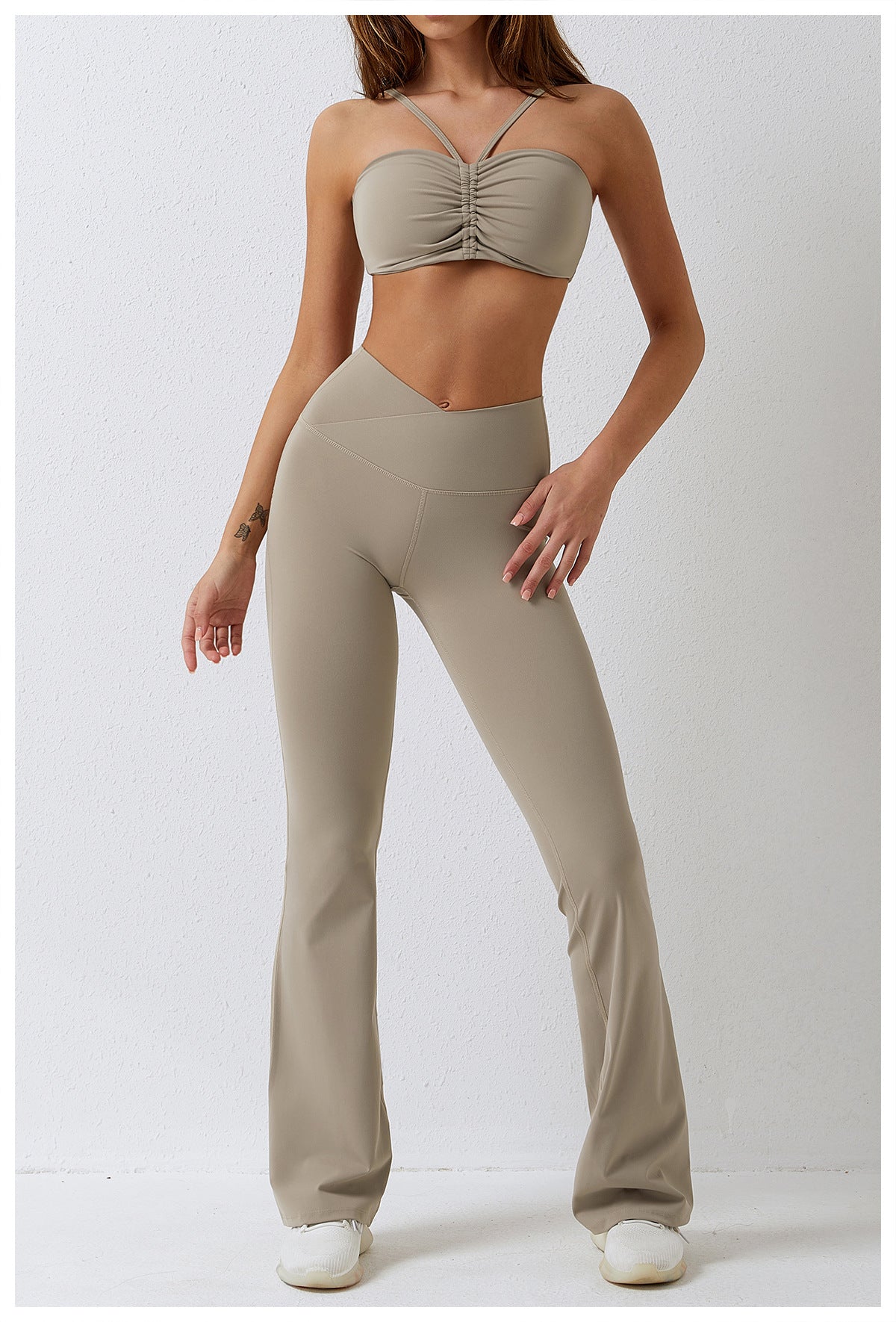 Dance casual sports underwear women's running fitness bra gathered brushed nude yoga vest 8008