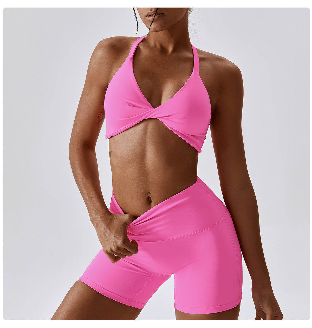 Candy color quick-drying naked yoga shorts hip-lifting running fitness shorts tight high waist sports leggings 8013