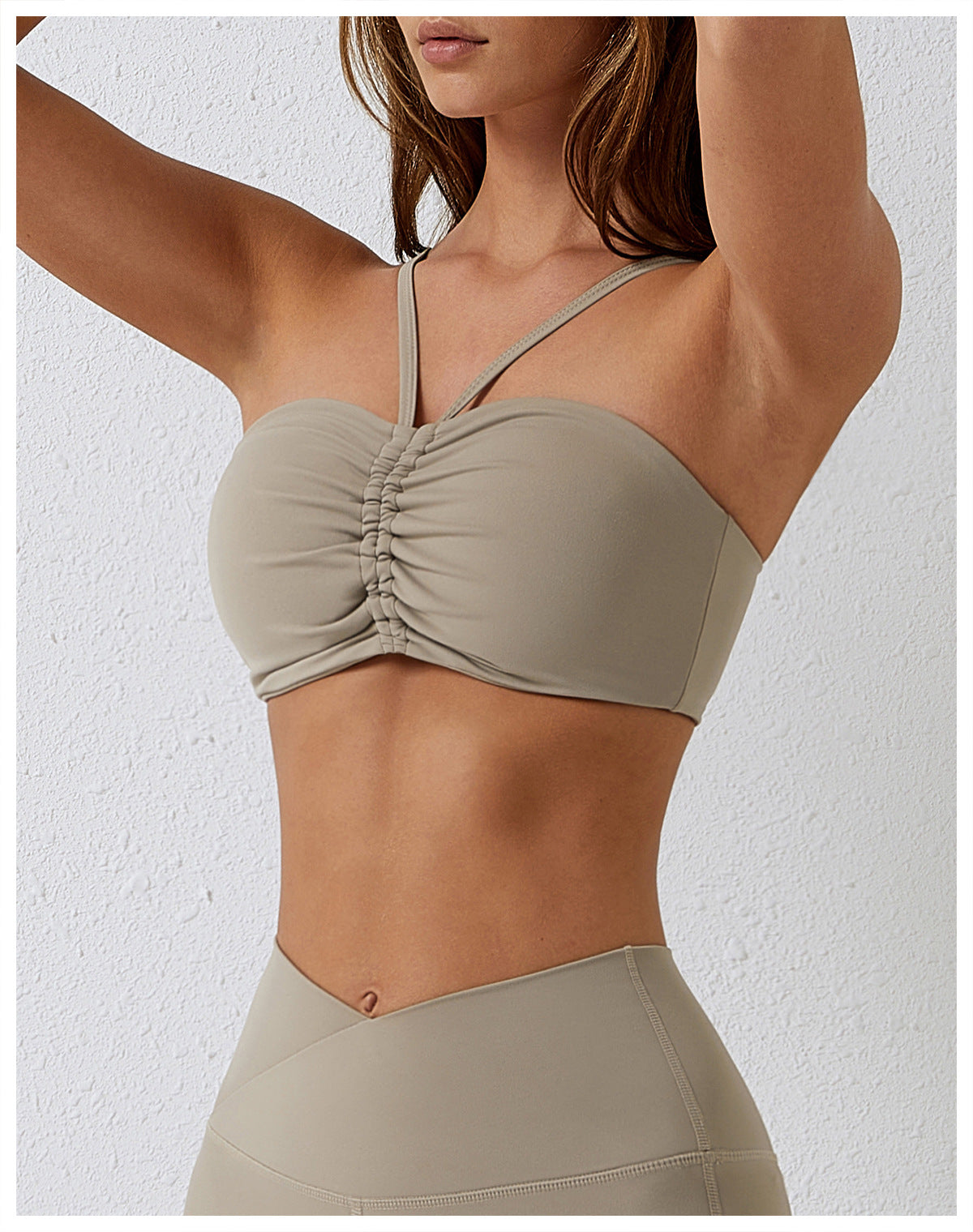 Dance casual sports underwear women's running fitness bra gathered brushed nude yoga vest 8008