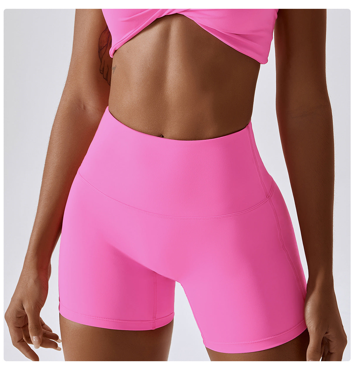 Candy color quick-drying naked yoga shorts hip-lifting running fitness shorts tight high waist sports leggings 8013
