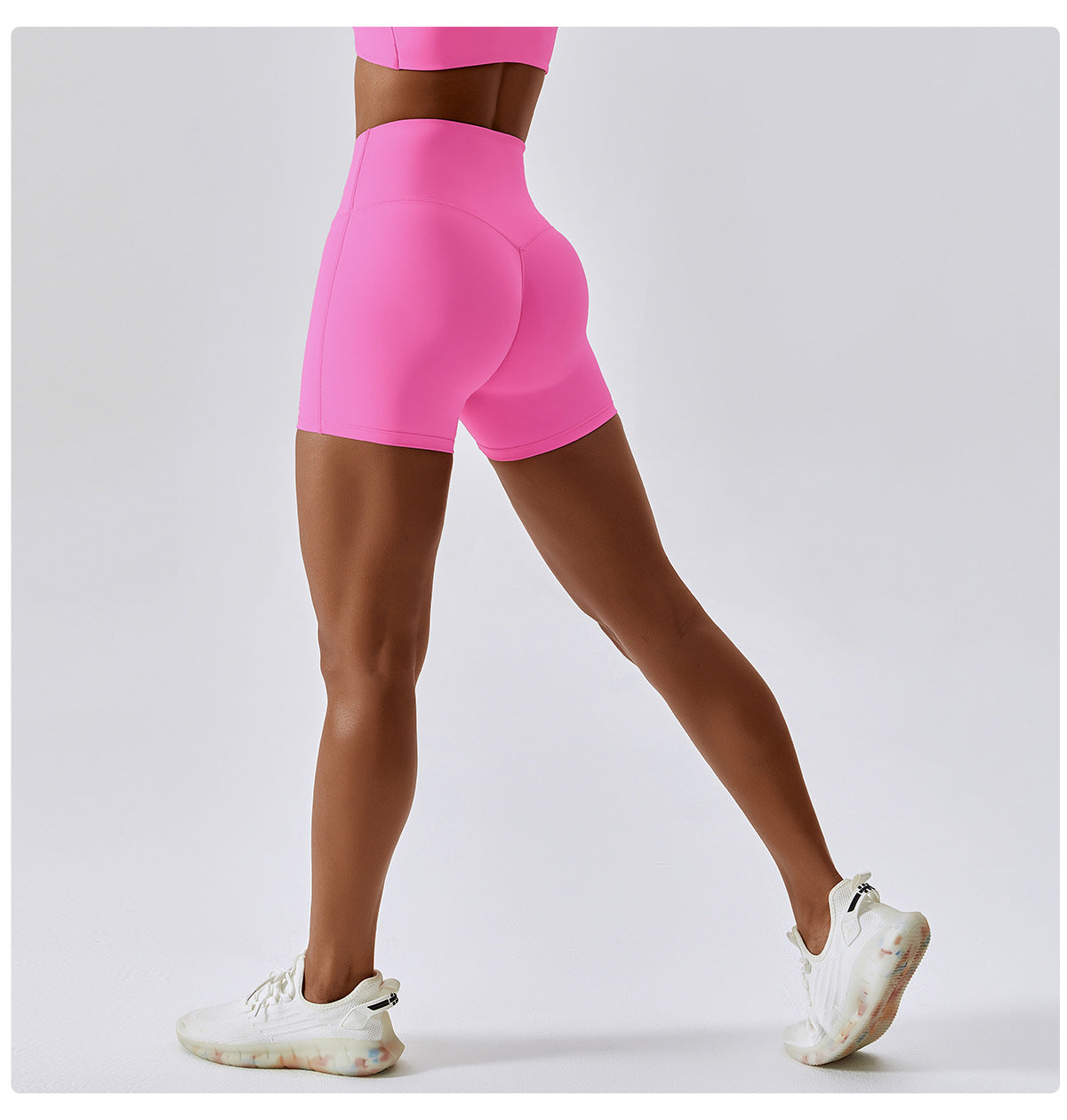 Candy color quick-drying naked yoga shorts hip-lifting running fitness shorts tight high waist sports leggings 8013