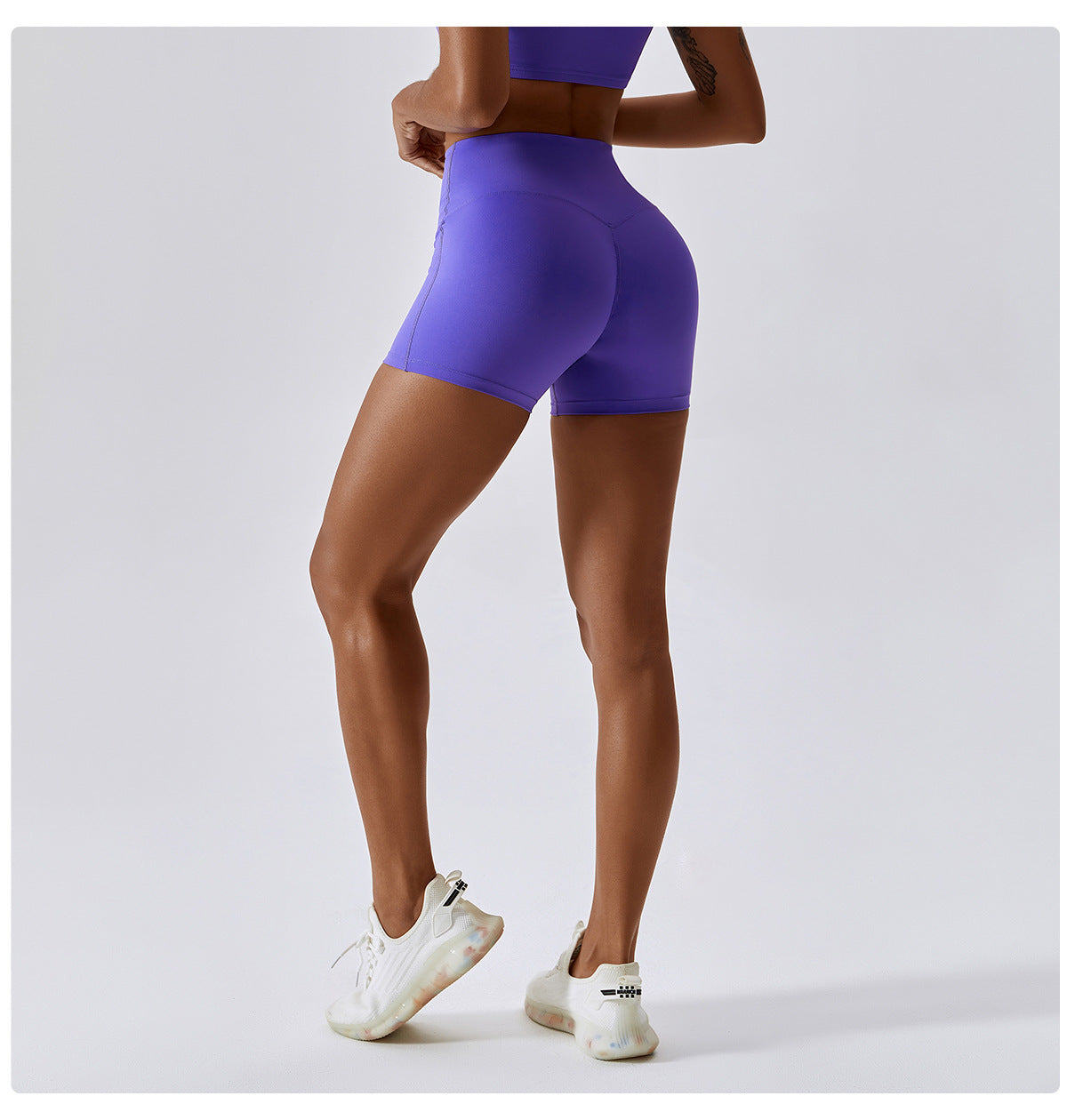 Candy color quick-drying naked yoga shorts hip-lifting running fitness shorts tight high waist sports leggings 8013