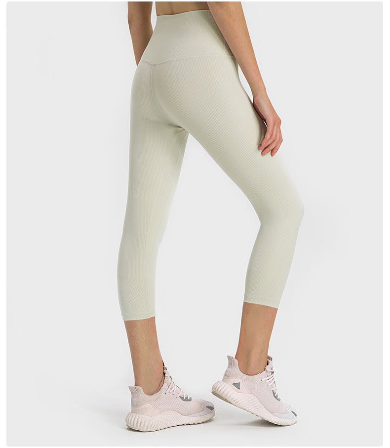 SPR pumped ribbed fitness yoga eight-point pants high waist peach hip sports leggings women