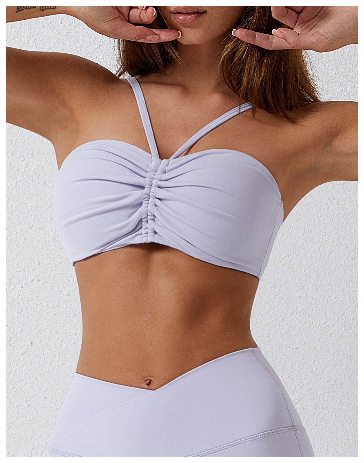 Dance casual sports underwear women's running fitness bra gathered brushed nude yoga vest 8008