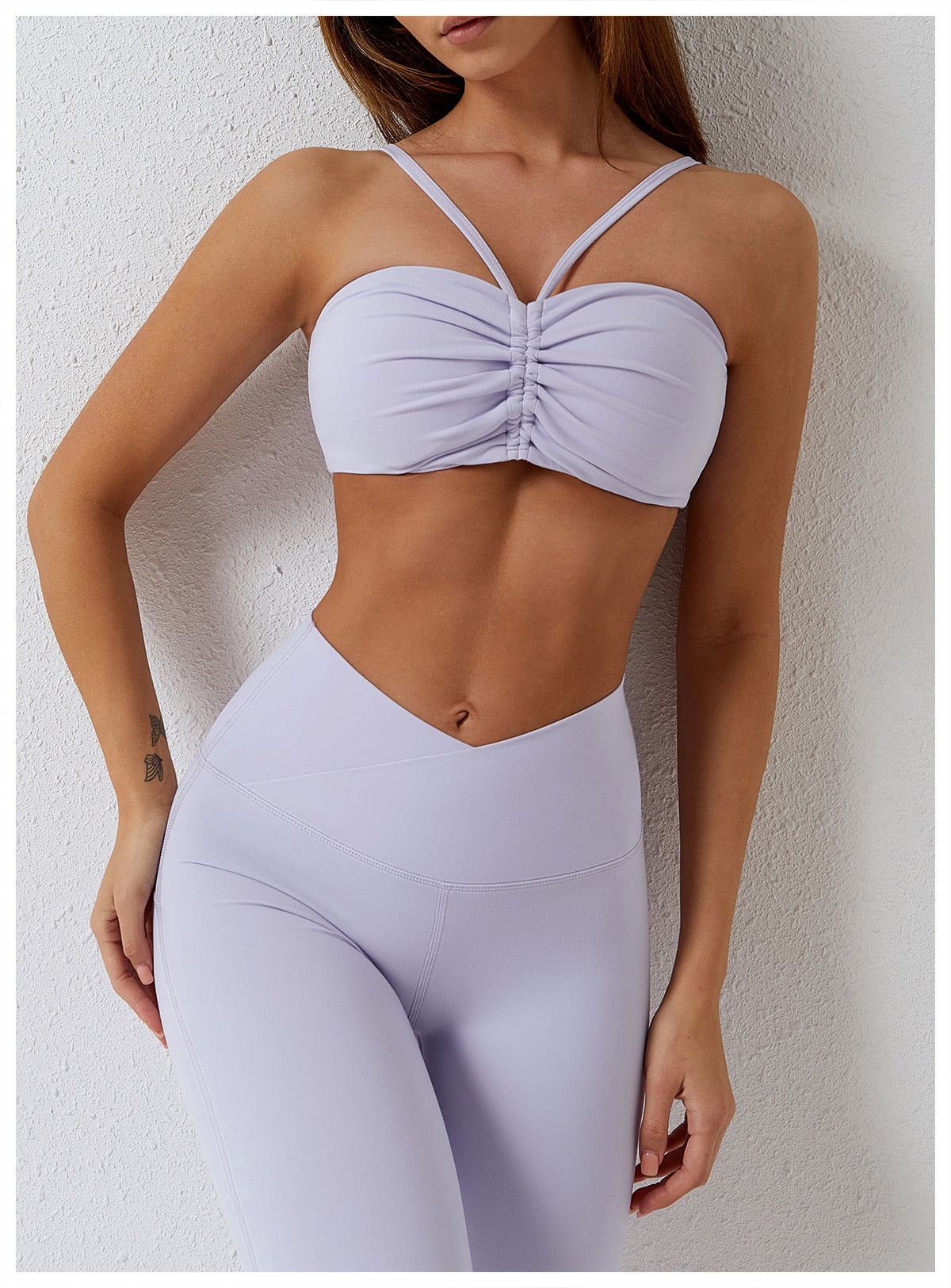 Dance casual sports underwear women's running fitness bra gathered brushed nude yoga vest 8008