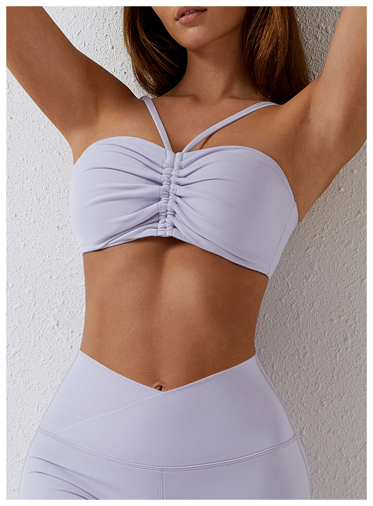 Dance casual sports underwear women's running fitness bra gathered brushed nude yoga vest 8008