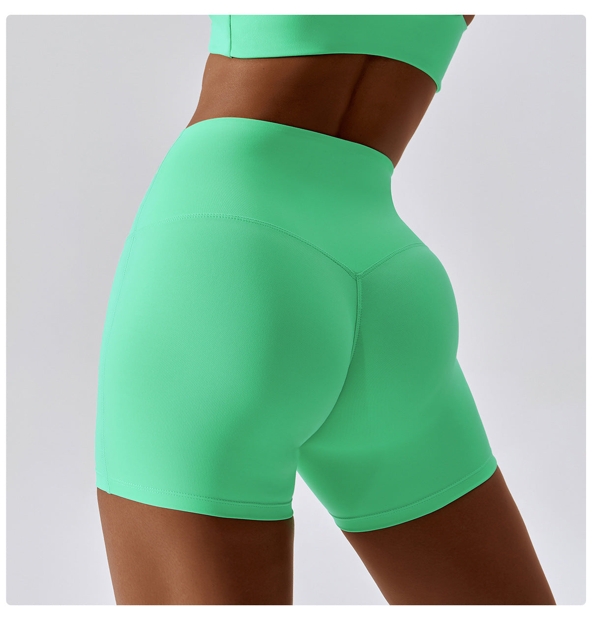 Candy color quick-drying naked yoga shorts hip-lifting running fitness shorts tight high waist sports leggings 8013