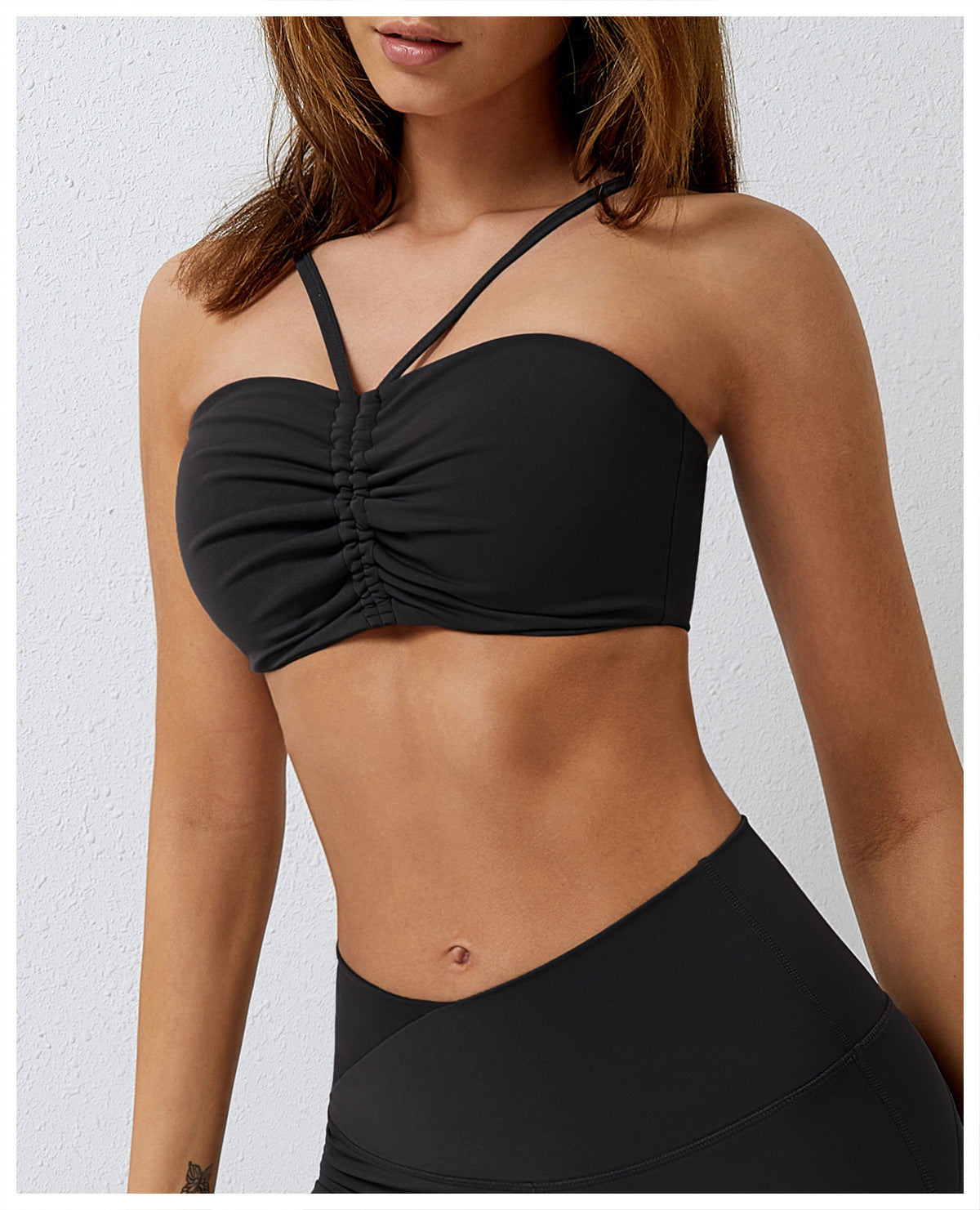 Dance casual sports underwear women's running fitness bra gathered brushed nude yoga vest 8008