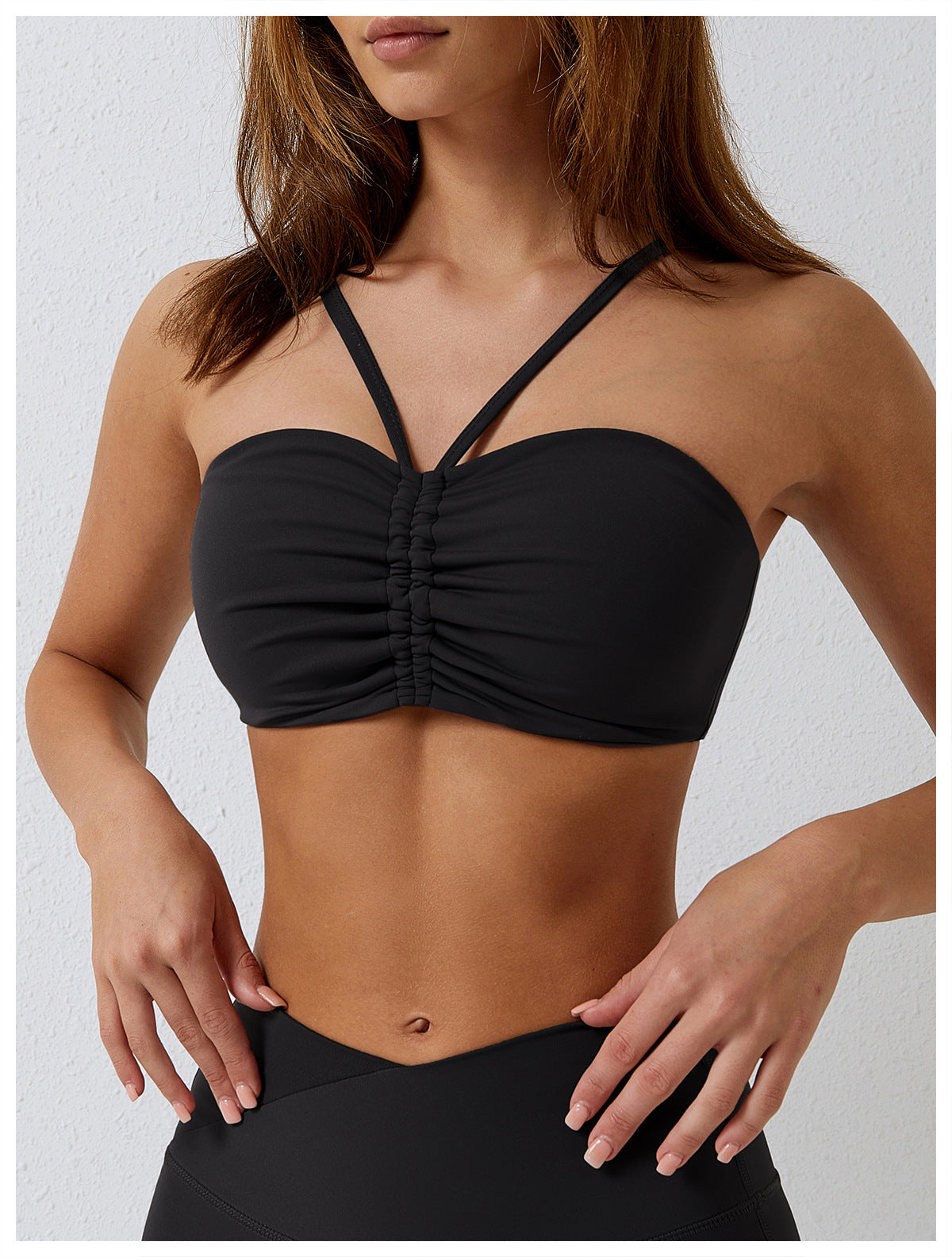 Dance casual sports underwear women's running fitness bra gathered brushed nude yoga vest 8008