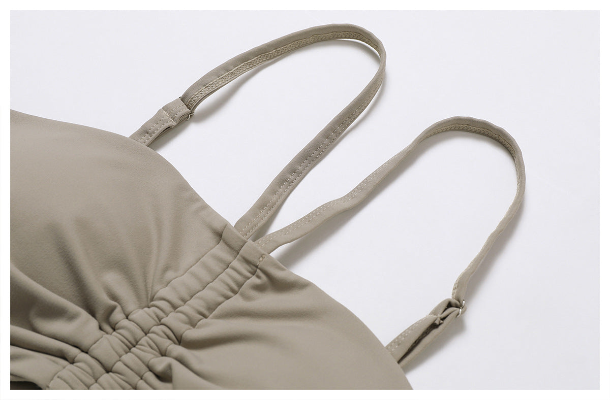 Dance casual sports underwear women's running fitness bra gathered brushed nude yoga vest 8008