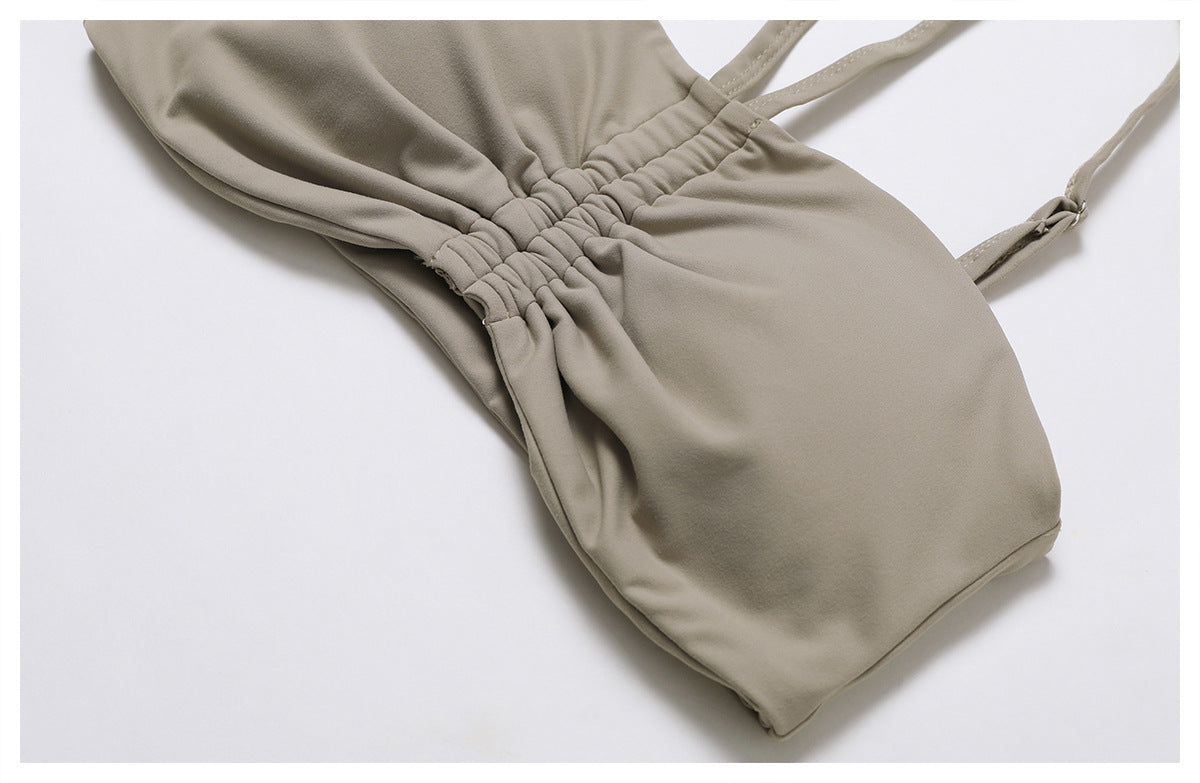 Dance casual sports underwear women's running fitness bra gathered brushed nude yoga vest 8008