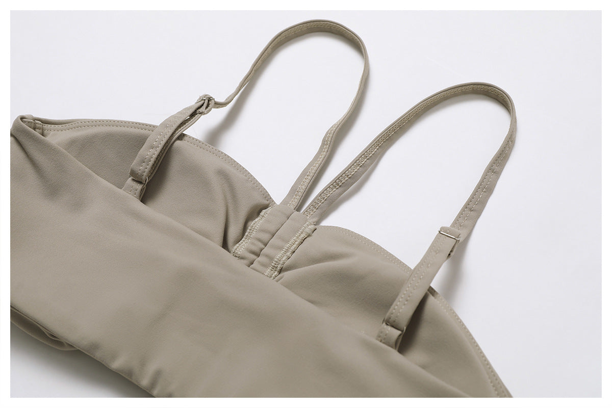 Dance casual sports underwear women's running fitness bra gathered brushed nude yoga vest 8008