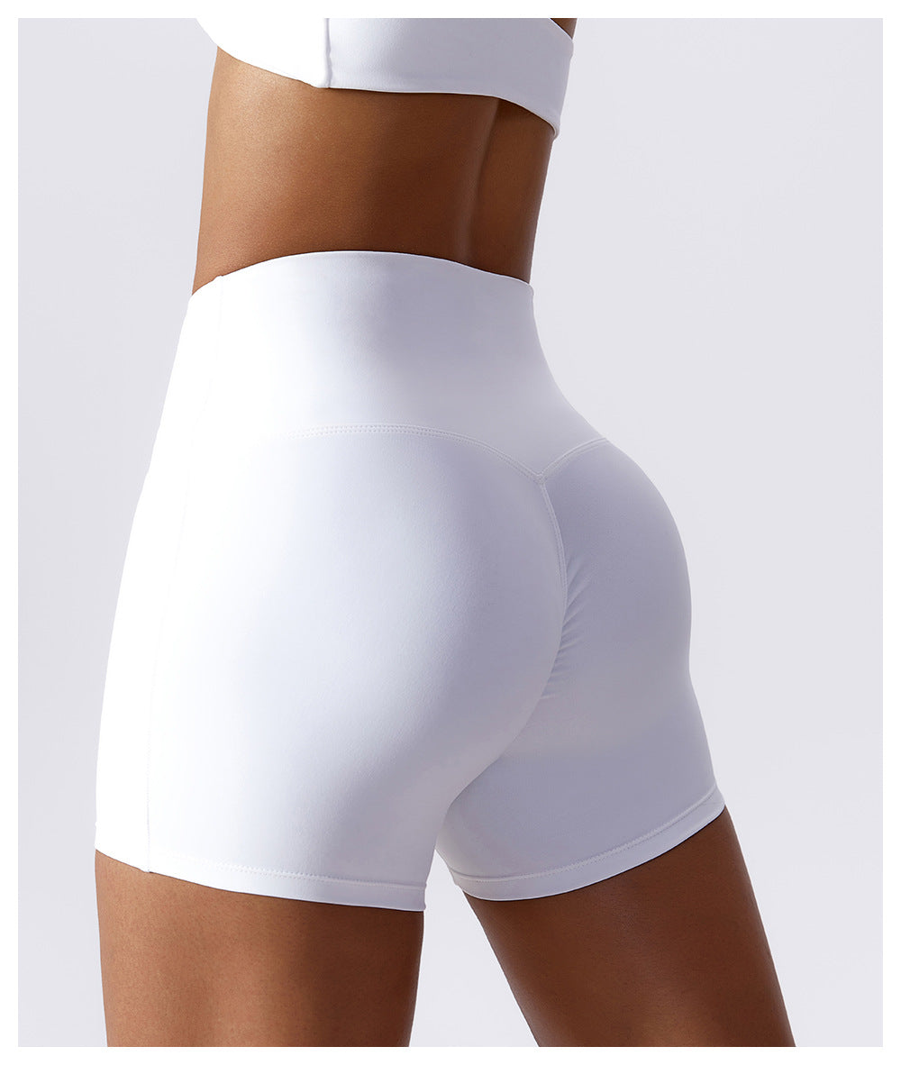 Candy color quick-drying naked yoga shorts hip-lifting running fitness shorts tight high waist sports leggings 8013