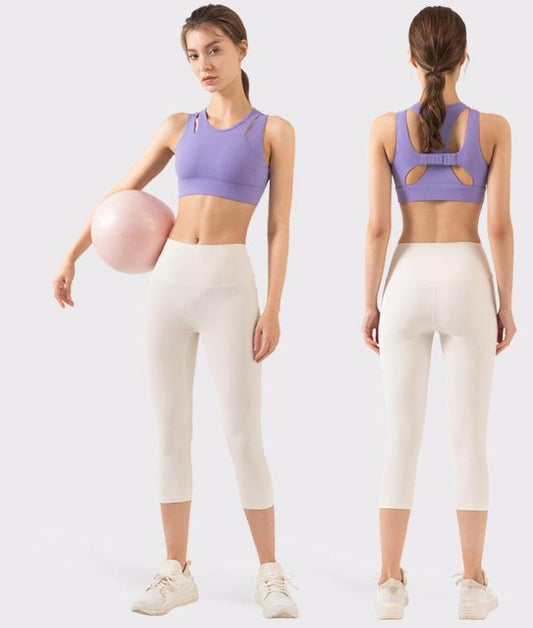 new fashion sports vest women's high-strength shockproof bra and leggings yoga sets underwear slim-fit ribbed cropped trousers yoga suit